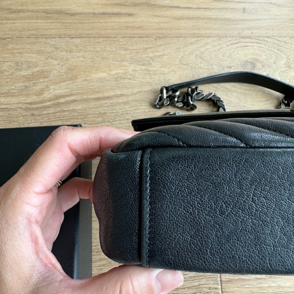 YSL Saint Laurent Medium College Tote Shoulder Bag Black - Picture 5 of 8